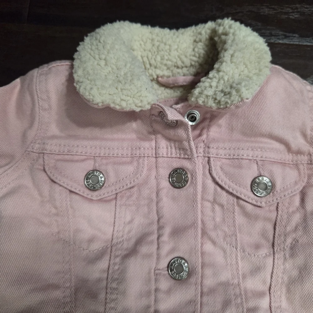 Gap Pink Baby Denim Jacket with Sherpa Lining And Collar